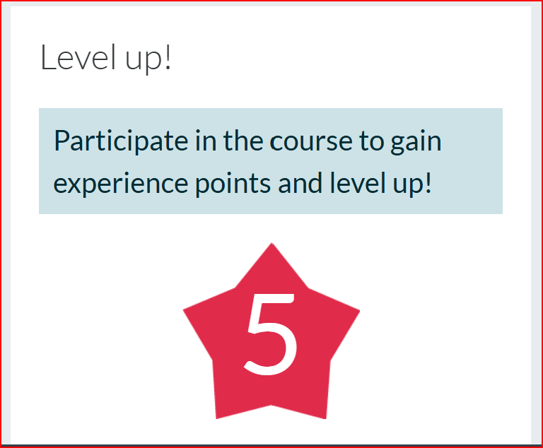Screenshot of a Level Up gamification badge awarded for course participation